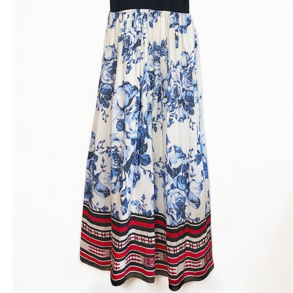 ATSU Anthropologie Beaded Bodice Maxi Dress Floral and Ikat pattern size 4P - Picture 6 of 15